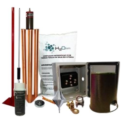 [TOTALGROUND_KIT-MASTER-01] Total Ground Kit Pararrayo con Punta en Aluminio con Accesorios para Protección de Diámetro de 160 m.