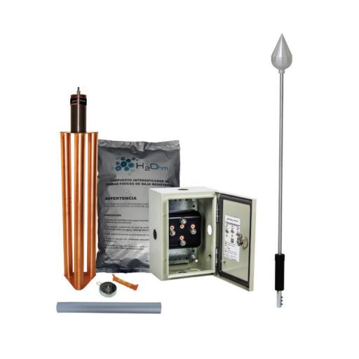 [TOTALGROUND_KDA-01-ALU] Total Ground Kit de Pararrayo con Punta en Aluminio con Diámetro de Protección de 160 metros.