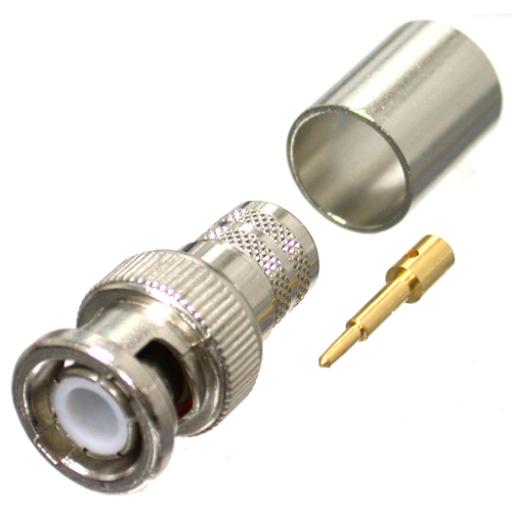 [RFINDUSTRIES_RFB-1106-I] RF Industries Conector BNC Macho de Anillo Plegable para RG-8/U, LMR-400, 9913, CNT-400, Níquel/ Oro/ Teflón.