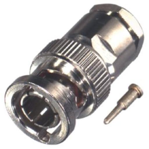 [RFINDUSTRIES_RFB-1701-D] RF Industries Conector BNC Macho de Rosca para Ensamblar en Cable RG-59/U, Níquel/ Oro/ Teflón.