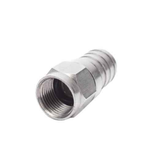 RF Industries Conector F Macho, 75 Ohm, Plegable para Cable RG-6/U sin pin, Niquel/Polietileno.