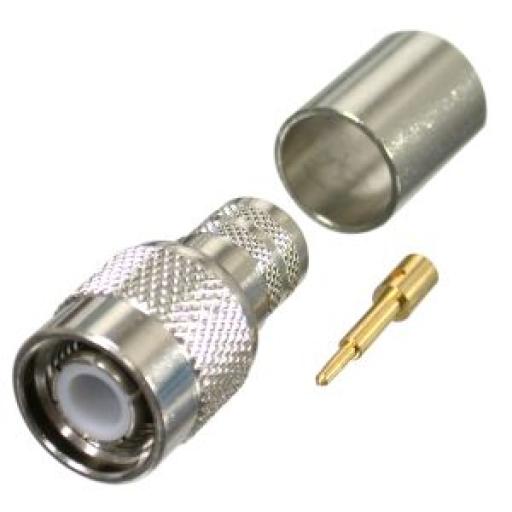 RF Industries Conector TNC Macho de Anillo Plegable para LMR-400, 9913, 8214, CNT-400, RFLASH-1113, RG8/U-SYS, Niquel/Oro/Teflón.