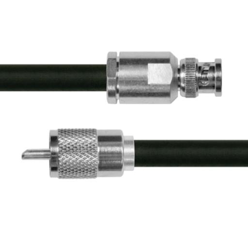 Epcom Cable Coaxial RG-214/U de 110 cm, con conectores BNC Macho a UHF Macho (PL-259).