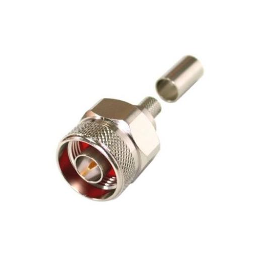 RF Industries Conector N Macho Hex, de Anillo Plegable y Pin Cautivo para cables RG-8/X, LMR-240, Ni/Au/Teflón.