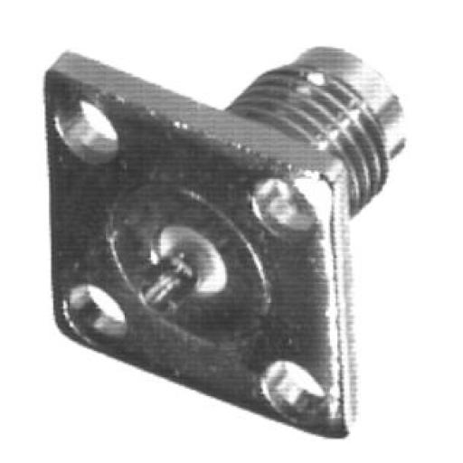 [RFINDUSTRIES_RSA-3271] RF Industries Conector SMA Hembra, Montaje de Panel Cuadrado, 4 Perforaciones, Soldable, Niquel/ Oro/ Teflón.