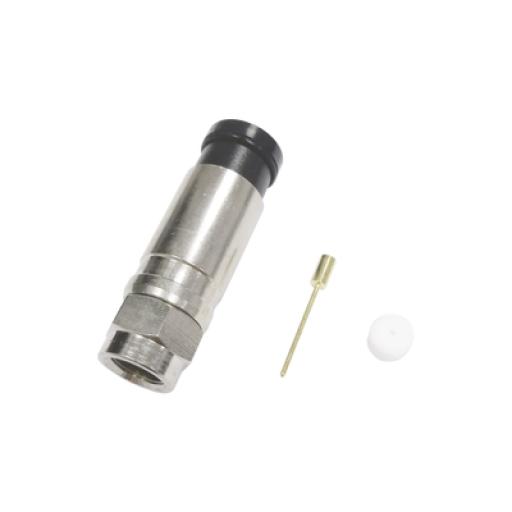 Epcom Conector F Macho de Compresión Axial con Borne Negro para instalar en Cable Coaxial RG-11, 75 Ohm, Bronce-Niquelado.