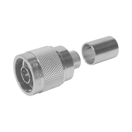 Epcom Conector N Macho para 75 Ohm de Anillo Plegable para cable RG-11, Niquel /Oro /Teflón.