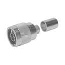 Epcom Conector N Macho para 75 Ohm de Anillo Plegable para cable RG-11, Niquel /Oro /Teflón.