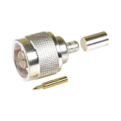 Epcom Conector N Macho para 75 Ohm de Anillo Plegable para cable RG-59, Niquel/ Oro /Teflón.