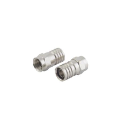 Epcom Conector F Macho, Plegable de Doble Blindaje para cable RG-59, Cuerpo de Bronce Niquelado.