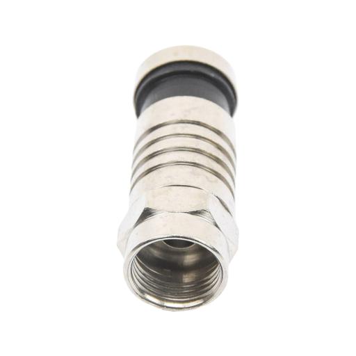 Epcom Conector F Macho de Compresión para cable RG-6, Cuerpo de Bronce Niquelado.