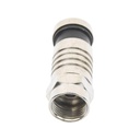 Epcom Conector F Macho de Compresión para cable RG-6, Cuerpo de Bronce Niquelado.