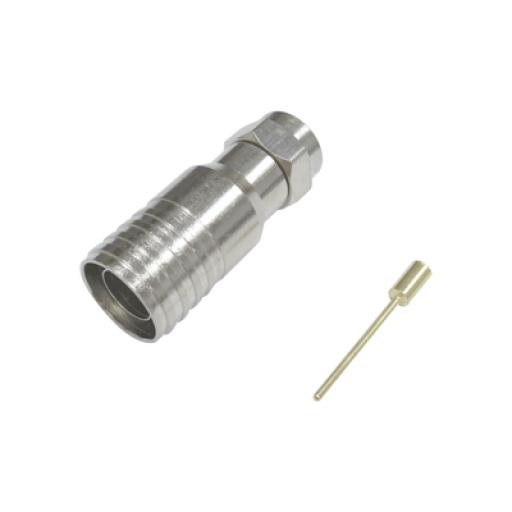 Epcom Conector F Macho en 75 Ohm, Plegable para Instalar en Cables Coaxiales RG-11, Cuerpo de Bronce-Niquelado/ Teflón.