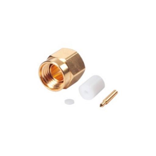 [RFINDUSTRIES_RSA-3500-1-085] RF Industries Conector SMA Macho para cable Semi-Rígido de 0.085" de Diámetro, Oro/ Oro/ Teflón.
