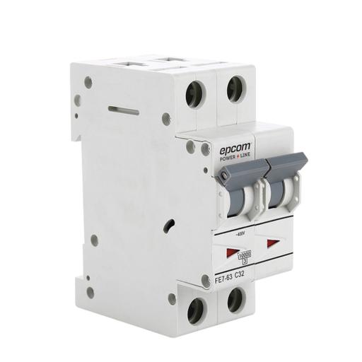 [EPCOM_FE7632PC10] Epcom Protección Térmica 2P, 10 A,  Corriente Alterna  400 Vca para Aplicación Fotovoltaica Montaje Riel DIN