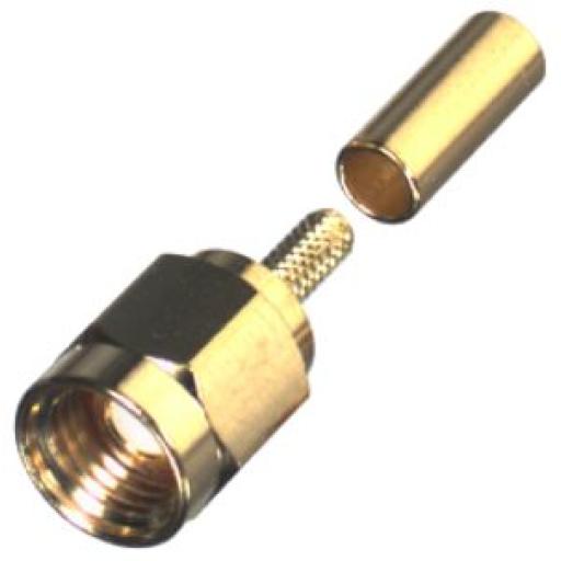 [RFINDUSTRIES_RSA-3000-1B] RF Industries Conector SMA Macho de Anillo Plegable para Cables RG-174/U, 8216, Oro/ Oro/ Teflón.