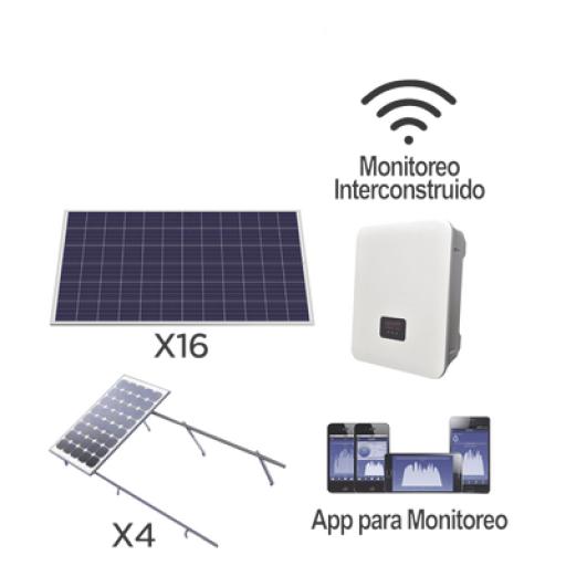 [SYSCOM_KITEPCOM5K330] Syscom Kit solar para interconexión de 5 KW de potencia, 220 Vca con inversor cadena y paneles policristalinos.