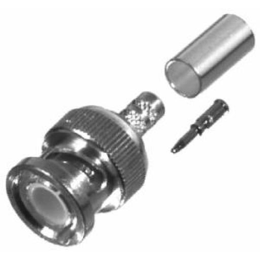 RF Industries Conector BNC Macho de Anillo Plegable para Cable LMR-195, RG-58/U, RG-142/U, Níquel/ Oro/ Delrin.