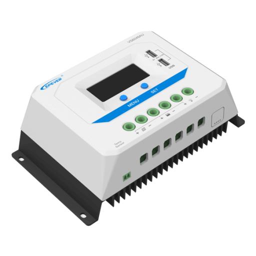 EPEVER Controlador Solar de Carga PWM 12/24/36/48 V 45 A, Salida USB, con Display