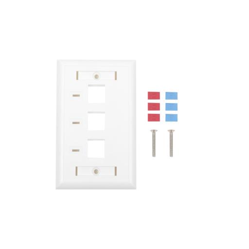 LINKEDPRO BY EPCOM Placa de pared, de 3 puertos, Keystone, con espacio para etiqueta - Color Blanco
