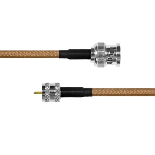 Epcom Cable Coaxial RG-142/U de 60 cm. para 50 Ohm, con Conectores BNC Macho a Mini UHF Macho.