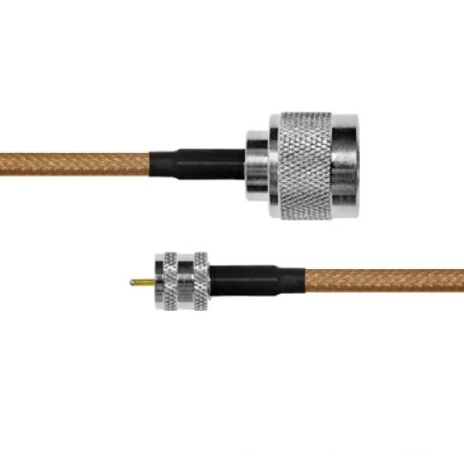 Epcom Cable RG142, con conectores N Macho / MINI UHF Macho.
