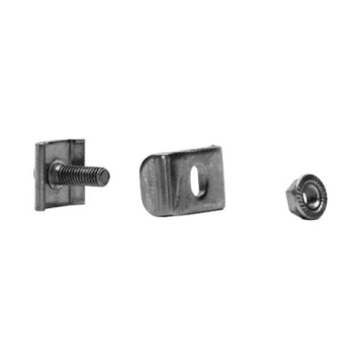 CHAROFIL Kit 2 para unir tramos de charola, clema mediana, mas tornillo encastardo, con acabado Electro Zinc