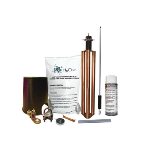 [TOTALGROUND_KITMASTERALUT] Total Ground Kit Pararrayo con Accesorios de Instalación en Torre para Protección de 80 m de Diámetro.