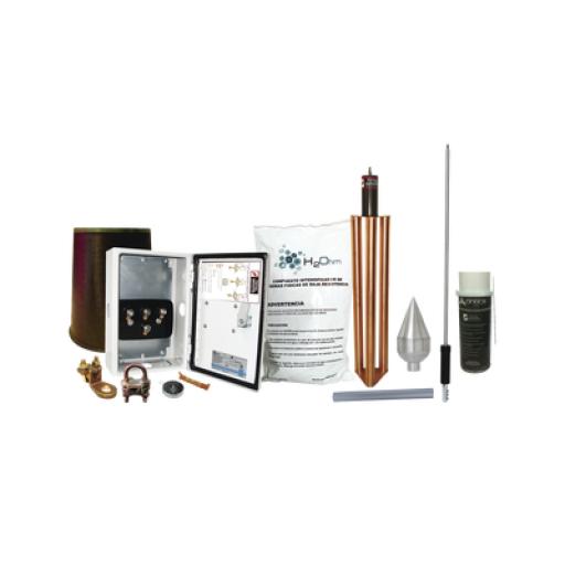 [TOTALGROUND_KIT-MASTER-01T] Total Ground Kit Pararrayo con Punta en Acero Inoxidable con Accesorios de Instalación en Torre para Protección de 160 m de Diámetro.