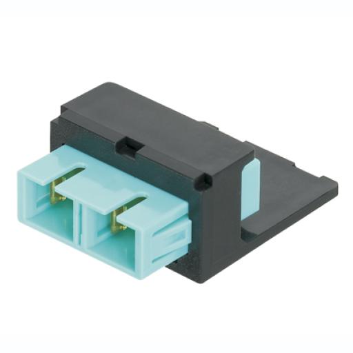 [PANDUIT_CMDAQSCZBL] Panduit Módulo Acoplador SC Duplex, para Fibra Óptica Multimodo OM3/OM4, Tipo Mini-Com, Color Aqua