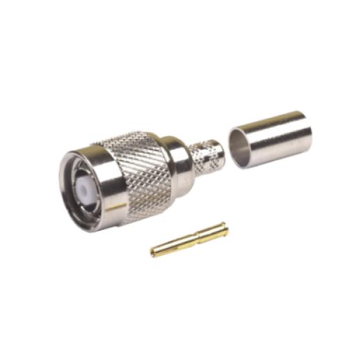 [RFINDUSTRIES_RP-1202-X] RF Industries Conector TNC Macho Inverso de Anillo Plegable para Cables LMR-240, RG-8/X, Níquel/ Oro/ Teflón.