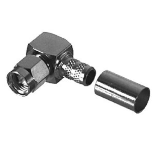 [RFINDUSTRIES_RSA-3010-X] RF Industries Conector SMA Macho en A/R de Anillo Pegable para Cable RG-8/X, LMR-240, 9258, Niquel/Oro/Teflón.