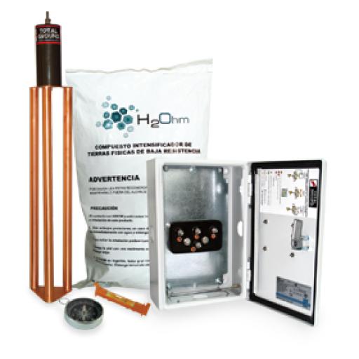 [TOTALGROUND_TG-45K] Total Ground Kit de puesta a tierra de 45 A con Electrodo, Filtro, Acoplador y Compuesto H2Ohm.