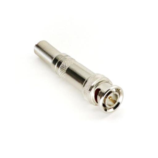 Epcom Conector BNC macho de 75 Ohm, con base de resorte para montar a presión cable coaxial RG-59/ RG-6, Níquel/ Oro/ Teflón.
