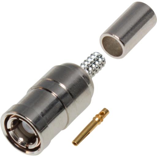 RF Industries Conector SMB Macho de Anillo Plegable (PIN Hembra) para Cables RG-174/U, 8216, Niquel/Oro/Teflón.