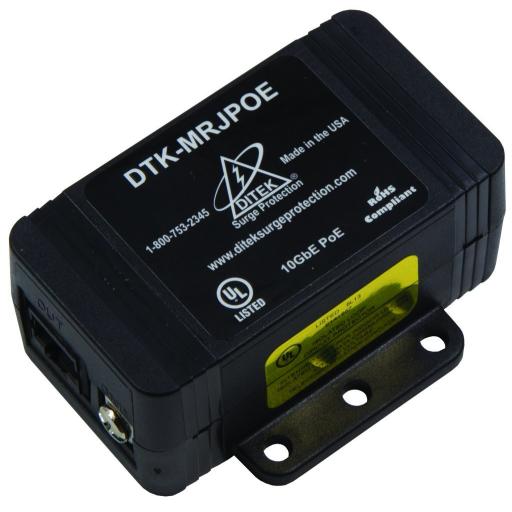 Ditek Protector Contra Sobretensiones PoE/HiPoE Hasta 10 GbE, Para Cámaras IP PoE, WAP, Control de Acceso, Iluminación PoE
