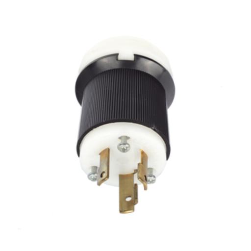 Hubbell Clavija Industrial con Bloqueo de Media Vuelta / 30 A 250 V CA / 2 Polos 3 Hilos / Color Blanco y Negro / Nema L6-30P.