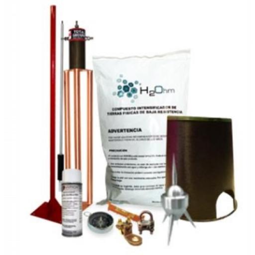 [TOTALGROUND_KIT-MASTER-ALU] Total Ground Kit Pararrayo con Accesorios para Protección de Diámetro de 80 m.