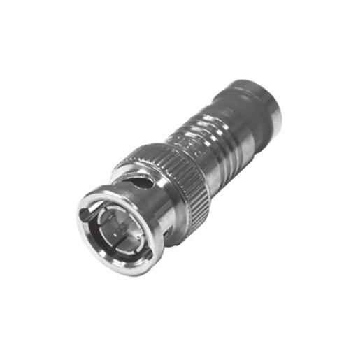 [RFINDUSTRIES_RFB-1704-Q] RF Industries Conector BNC Macho en 75 Ohm, Montaje de Compresión Axial para Cable Coaxial RG-6/U, Níquel/ Oro/ Teflón.