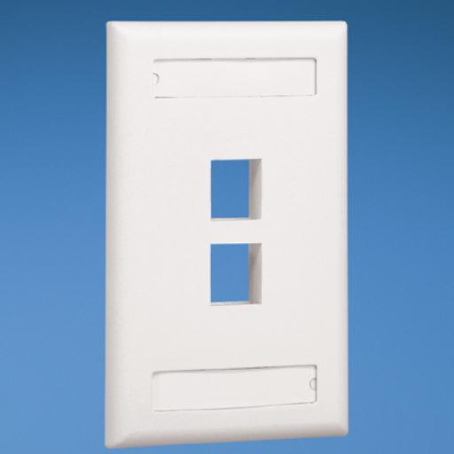 [PANDUIT_NK2FIWY] Panduit Placa de Pared Vertical, Salida Para 2 Puertos Keystone, Con Espacios Para Etiquetas, Color Blanco Mate