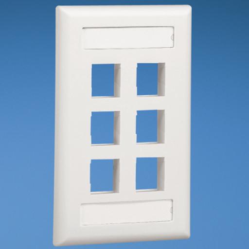 [PANDUIT_NK6FIWY] Panduit Placa de Pared Vertical, Salida Para 6 Puertos Keystone, Con Espacios Para Etiquetas, Color Blanco Mate