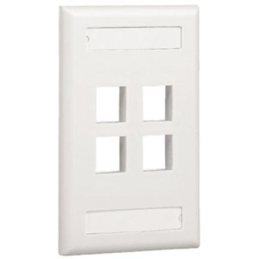 [PANDUIT_NK4FWHY] Panduit Placa de Pared Vertical, Salida Para 4 Puertos Keystone, Con Espacios Para Etiquetas, Color Blanco