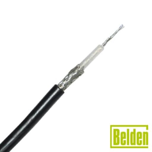Belden Cable RG58AU con blindaje de malla de cobre estañada 95%, aislante de polietileno.