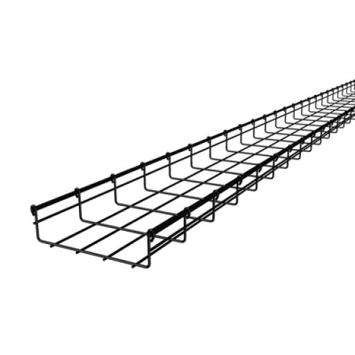 CHAROFIL Charola tipo malla 66/200 mm con baño de pintura epóxica en color NEGRO, hasta 210 cables UTP Cat6, tramo 3 m