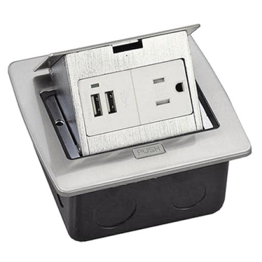 Thorsman Caja de piso cuadrada con 2 puertos USB y contacto eléctrico (11000-21203)
