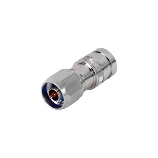 [RFINDUSTRIES_COMP-NM-400] RF Industries Conector N Macho de Compresion, en linea para LMR-400, CNT-400, RG-8/U, RF-400, Plata/Oro/Teflón.