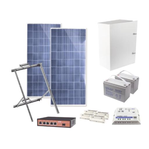 Epcom Kit Solar Witek de 28 W con 5 Puertos PoE 802.3 af y PoE Pasivo 24 V para Camaras IP y un Enlace Punto a Punto en 24 Vcc