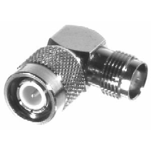 [RFINDUSTRIES_RFT-1227] RF Industries Adaptador en Ángulo Recto de Conector TNC Macho a TNC Hembra, Níquel/ Oro/ Teflón.