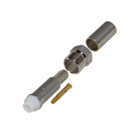 [RFINDUSTRIES_RFE-6050-C] RF Industries Conector FME Hembra de Anillo Plegable para Cable RG-58/U, Níquel/ Oro/ Teflón.