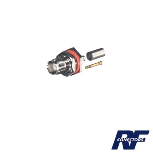 RF Industries Conector TNC Hembra Hermético, montaje Trasero, D plano.